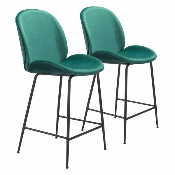Homeroots 41.9 x 19.9 x 24 in. Contemporary Emerald Green Velvet Counter Height Chair 396524